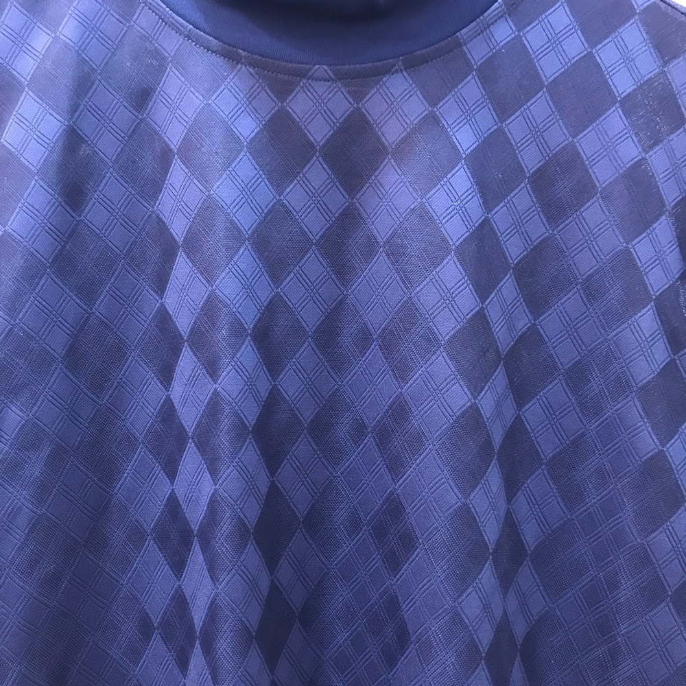 Oxford Golf Blue Collarless Shirt Large Diamond Print - Picture 4 of 7